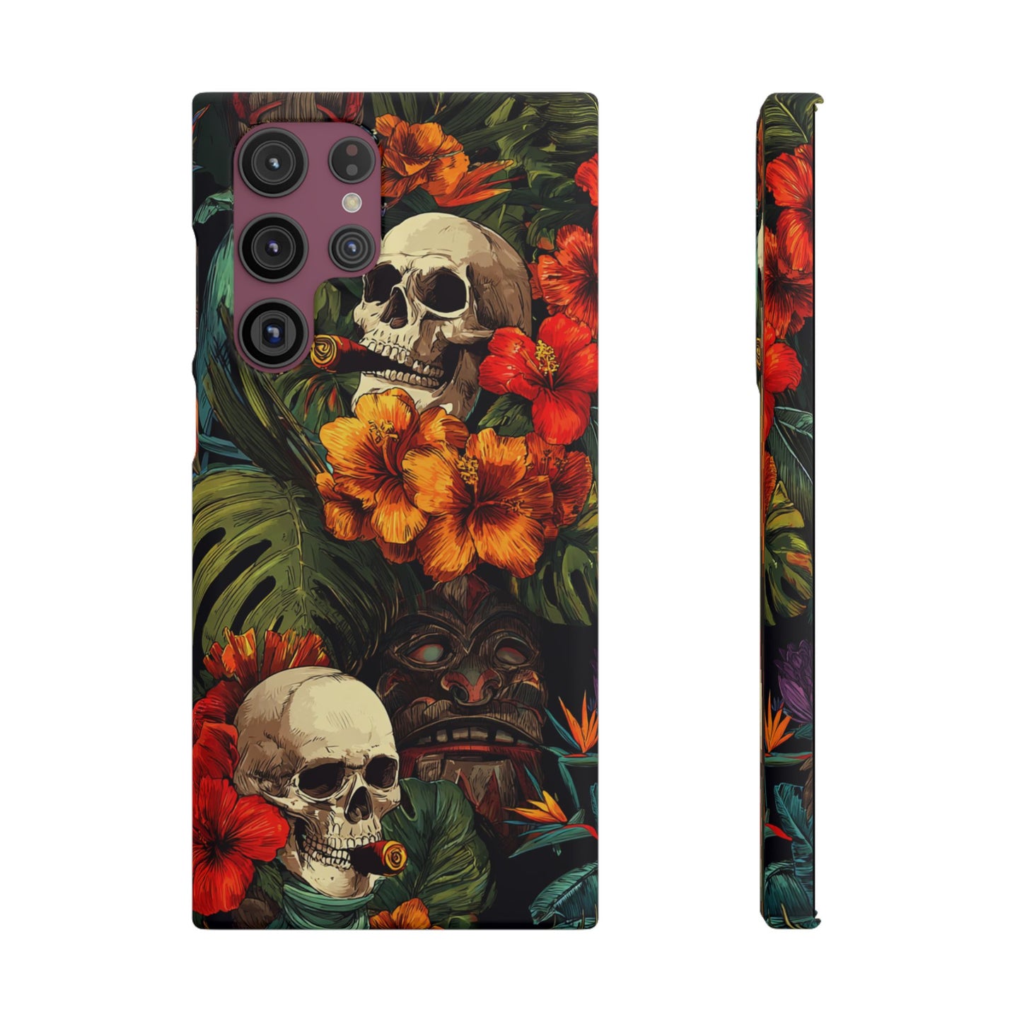 Tropical Skull Phone Case - Vibrant Floral Design, Skull Case for iPhone, Unique Tropical Art, Gift for Beach Lovers, Halloween Decor