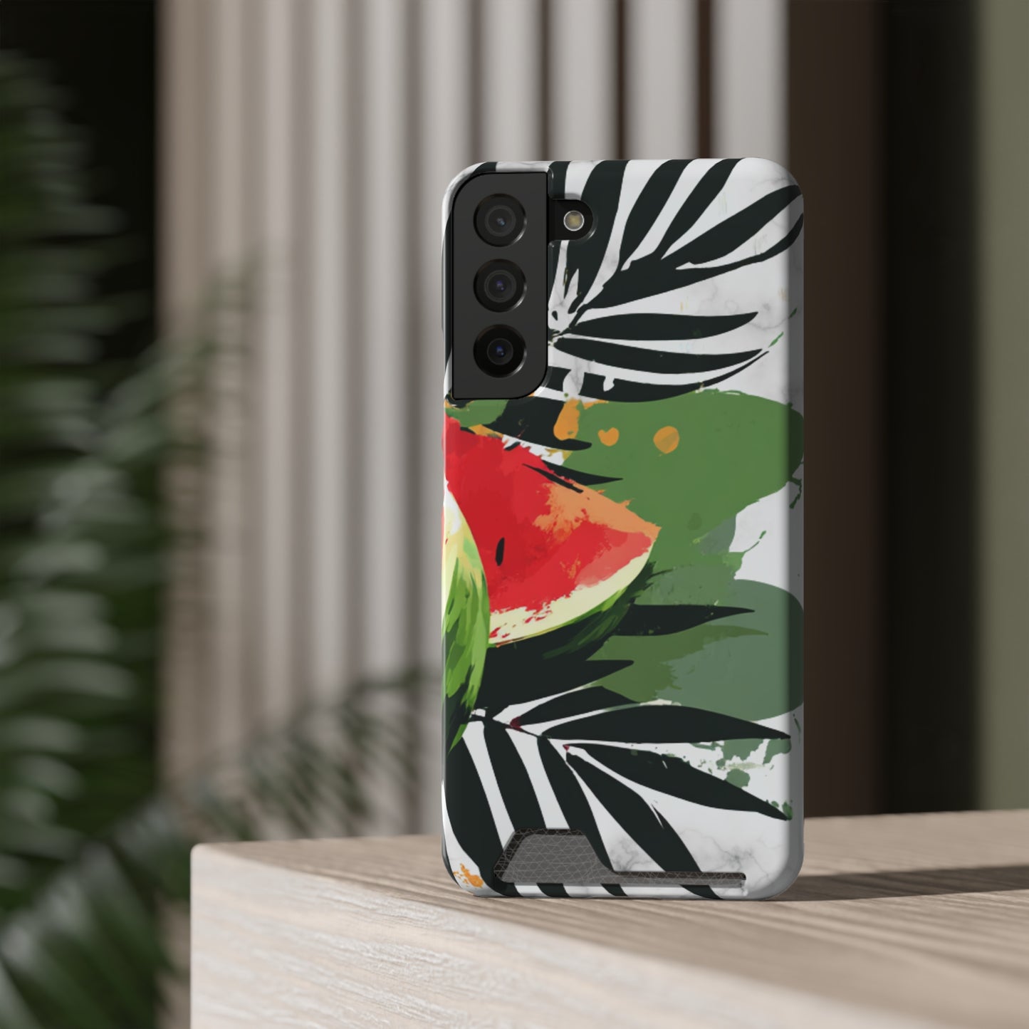 Tropical Phone Case with Card Holder, Floral Smartphone Cover, Summery Accessory, Gift for Beach Lovers, Vacation Essentials