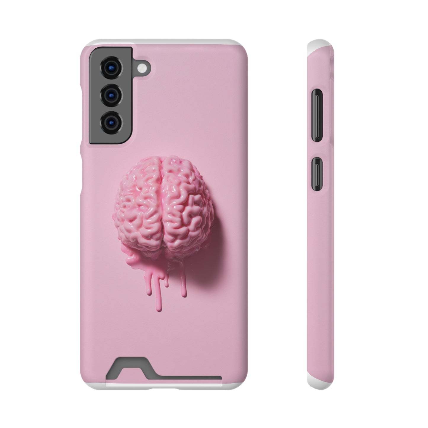 Brain Design Phone Case With Card Holder, Cute Tech Accessory, Unique Gift for Students, Stylish Phone Protection, Valentine's Day, Birthday