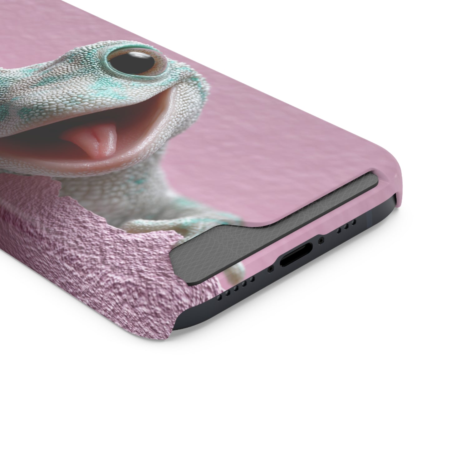 Fun Gecko Phone Case with Card Holder, Cute Cell Phone Accessory, Animal Lover Gift, Party Favor, Unique Phone Cover