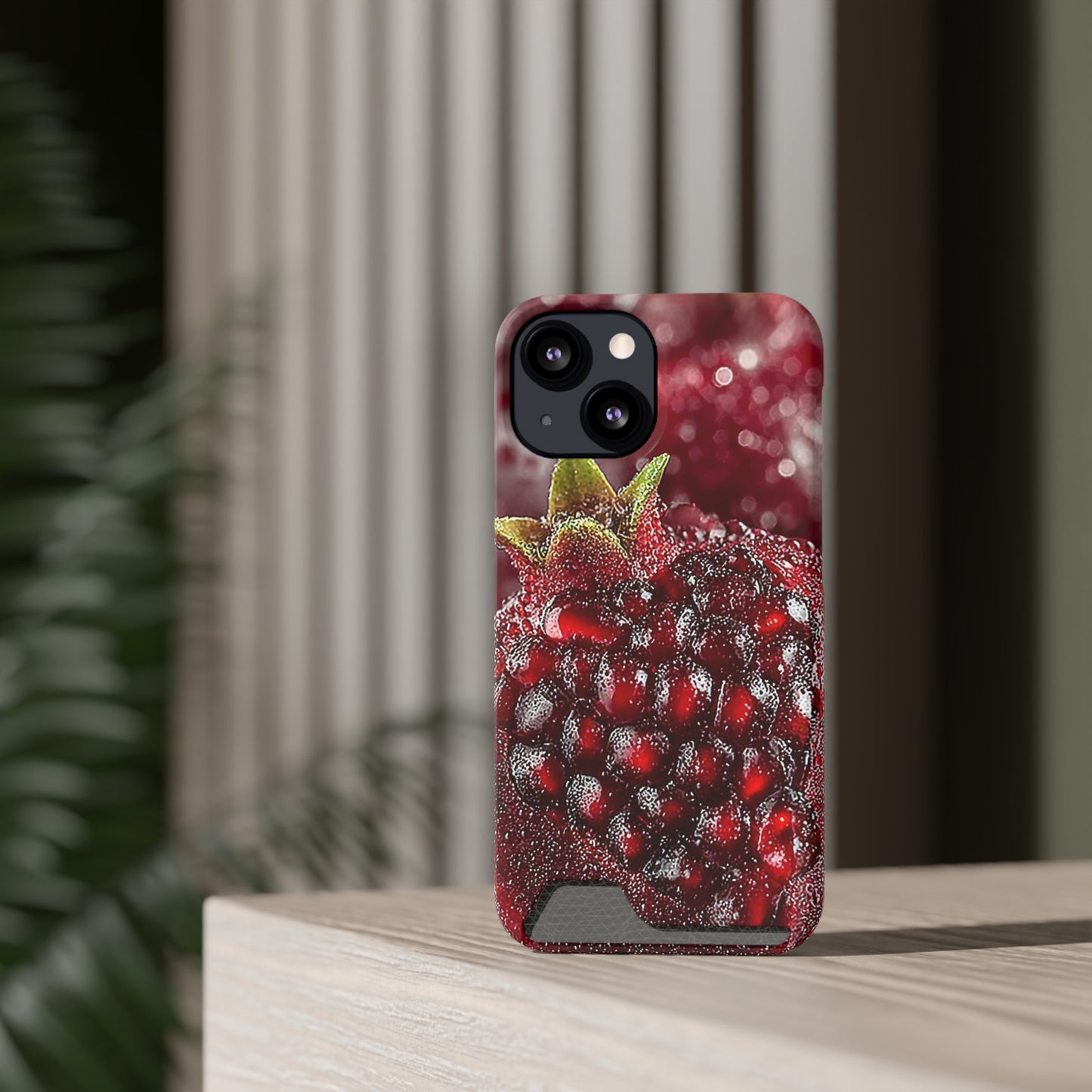 Pomegranate Phone Case with Card Holder, Durable Cover for Vegan Lovers, Fun Gift for Fruit Enthusiasts, Cute Accessory for Everyday Use