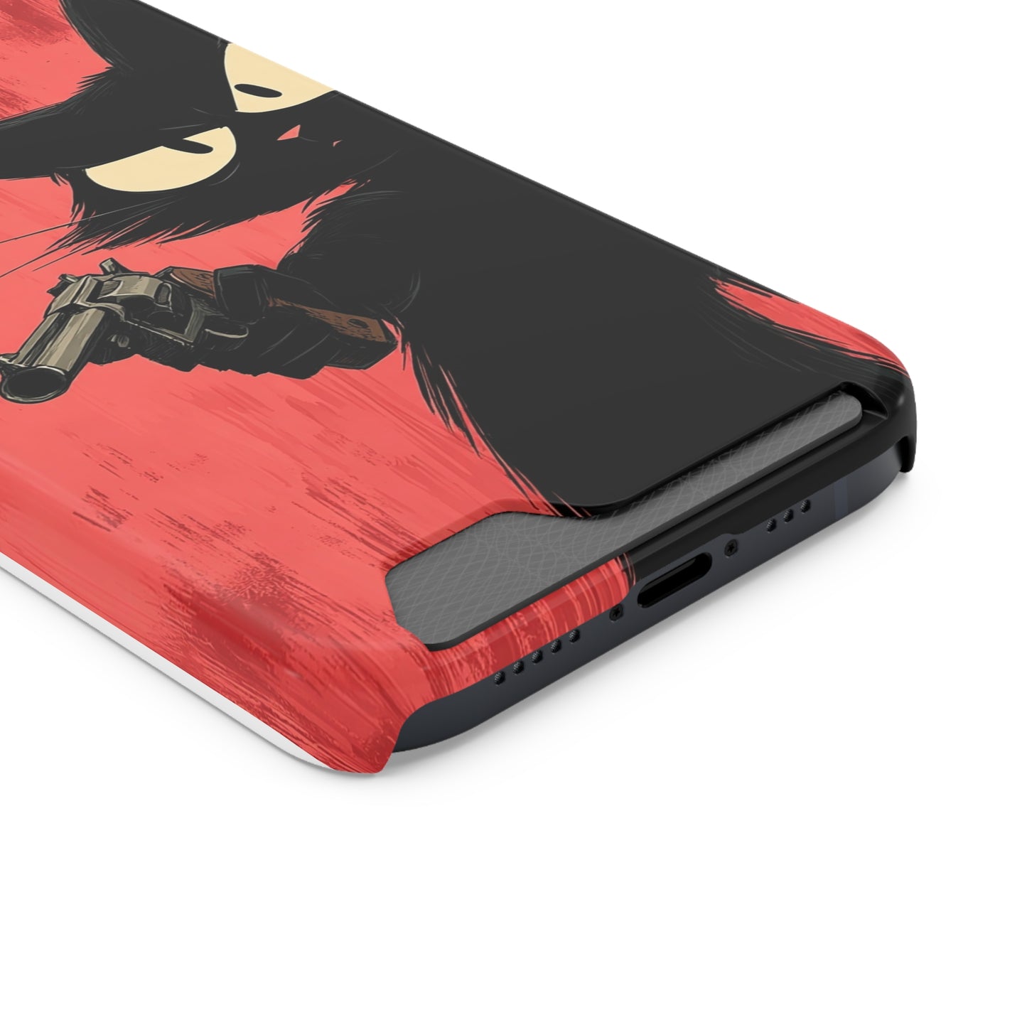 Stylish Catfather Phone Case with Card Holder - Cartoon Cat Art, Cat Lovers Gift, Functional Phone Accessory, Perfect for Any Occasion
