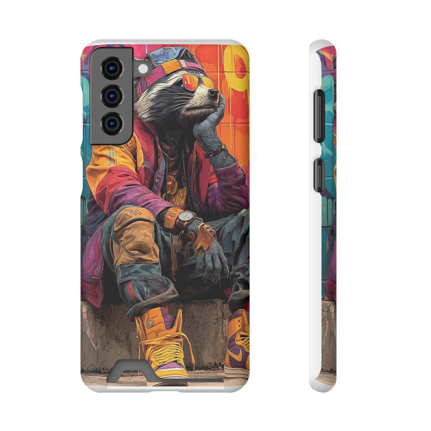 Stylish Phone Case With Card Holder, Trendy Mobile Accessory, Urban Art, Perfect Gift for Teens, Cool Gadget for Everyday Use