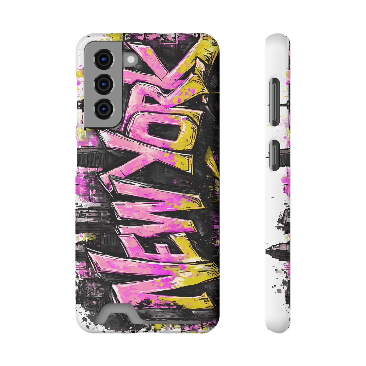 Urban Graffiti Phone Case with Card Holder, NY Street Art Phone Protection, Trendy Accessory, Gifts for City Lovers, Unique Tech Gift