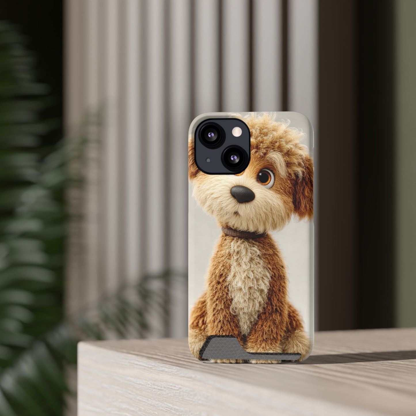 Cute Dog Phone Case With Card Holder, Pet Lover Gift, Stylish Phone Accessory, Dog-Themed Phone Cover, Animal Aesthetic