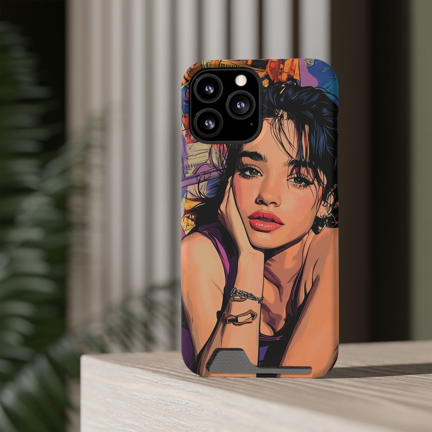 Vibrant Phone Case with Card Holder - Artistic Design for Fashion Lovers, Perfect Gift for Birthdays, Holidays, and Everyday Use