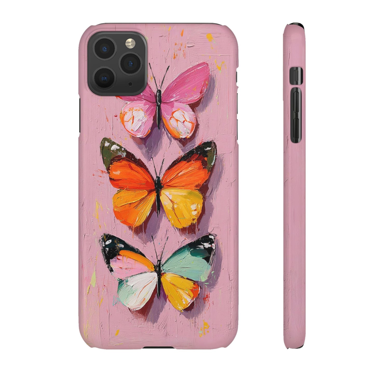 Pink Butterfly Snap Case Cover For iPhone and Samsung