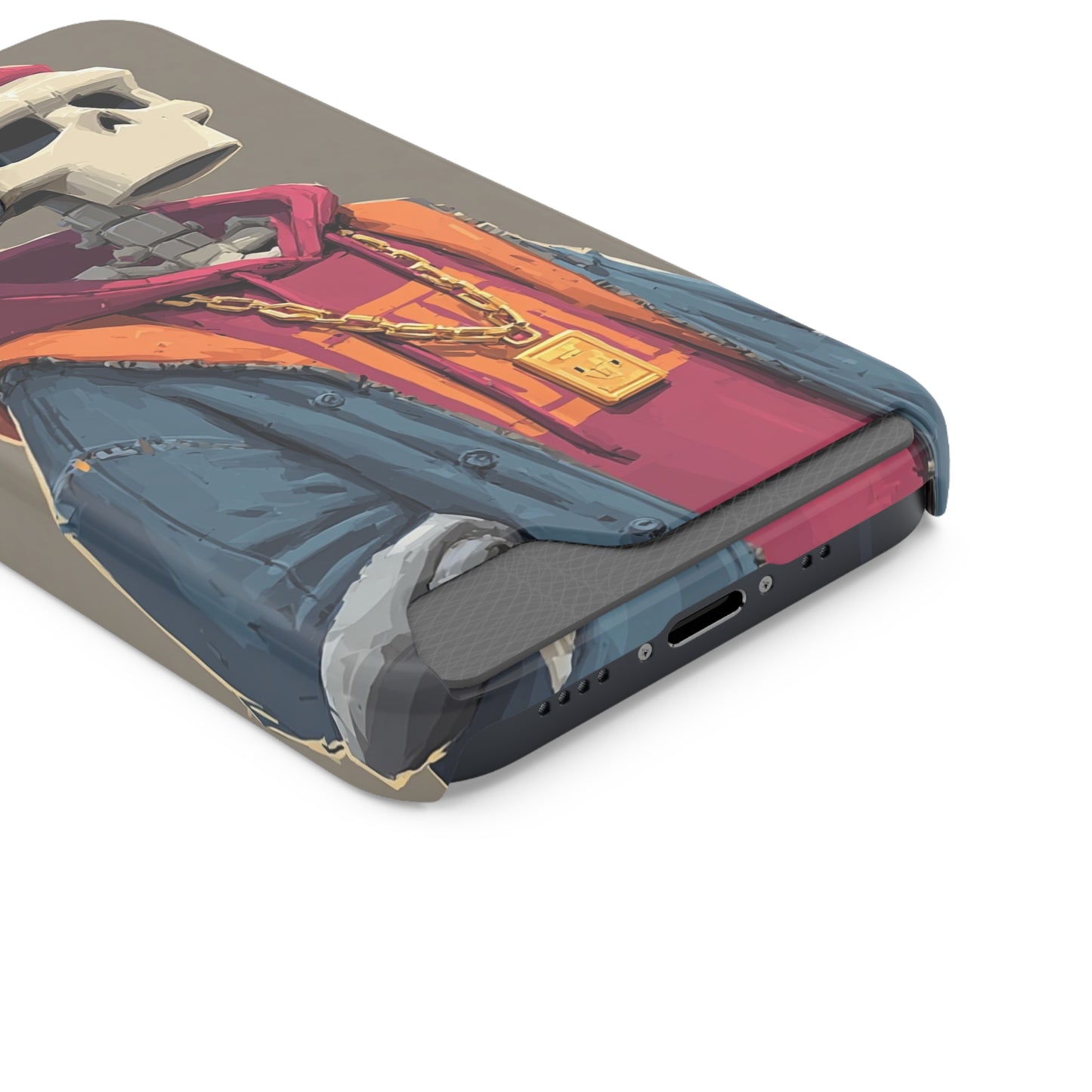 Stylish Skeleton Phone Case with Card Holder, Trendy Skull Case, Unique Gift for Tech Lovers, Halloween Decor, Everyday Use