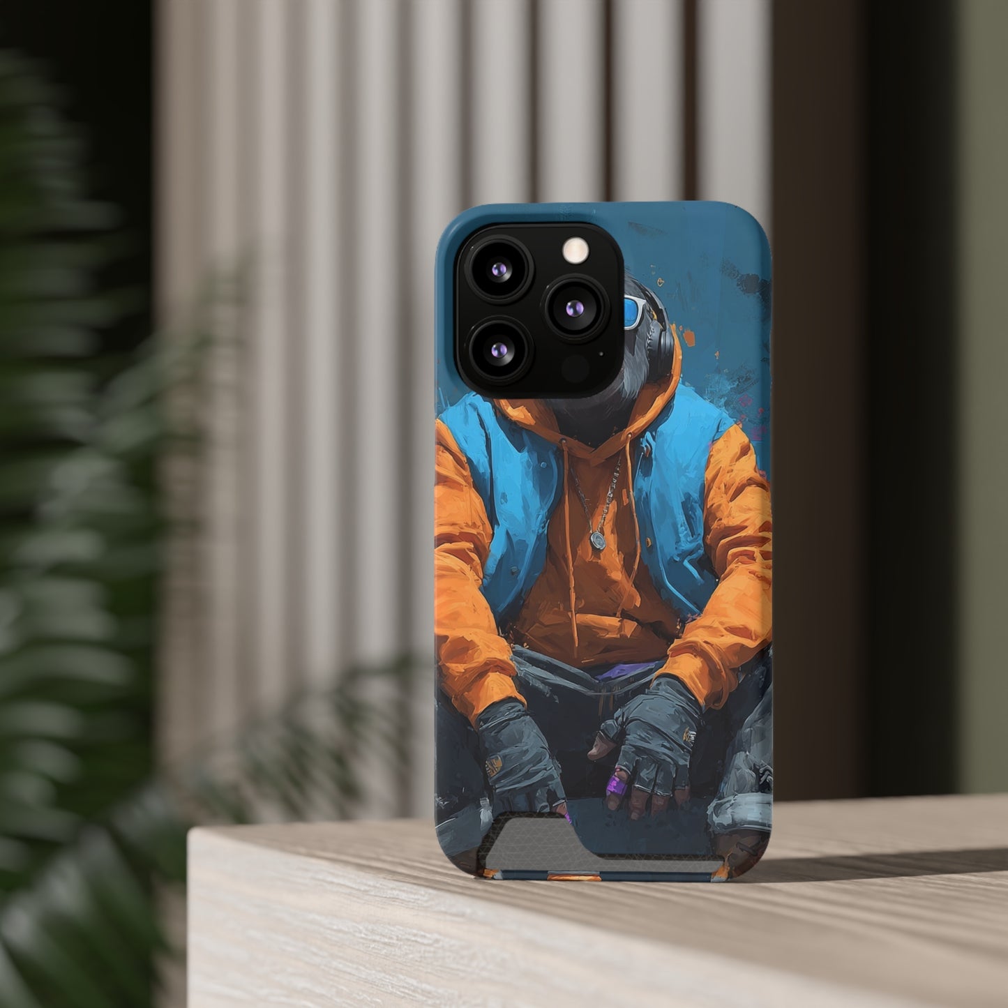 Trendy Phone Case with Card Holder, Stylish Smartphone Protector, Unique Gift for Teens, Graphic Phone Cover, Cool Accessories