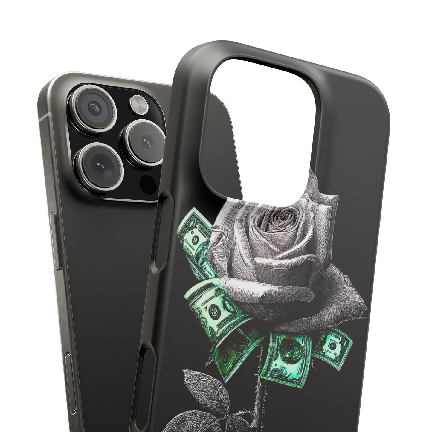 Stylish Rose & Money Snap Case - Floral Phone Protection, Trendy Gift for Him/Her, Birthday Present, Accessories for Teens