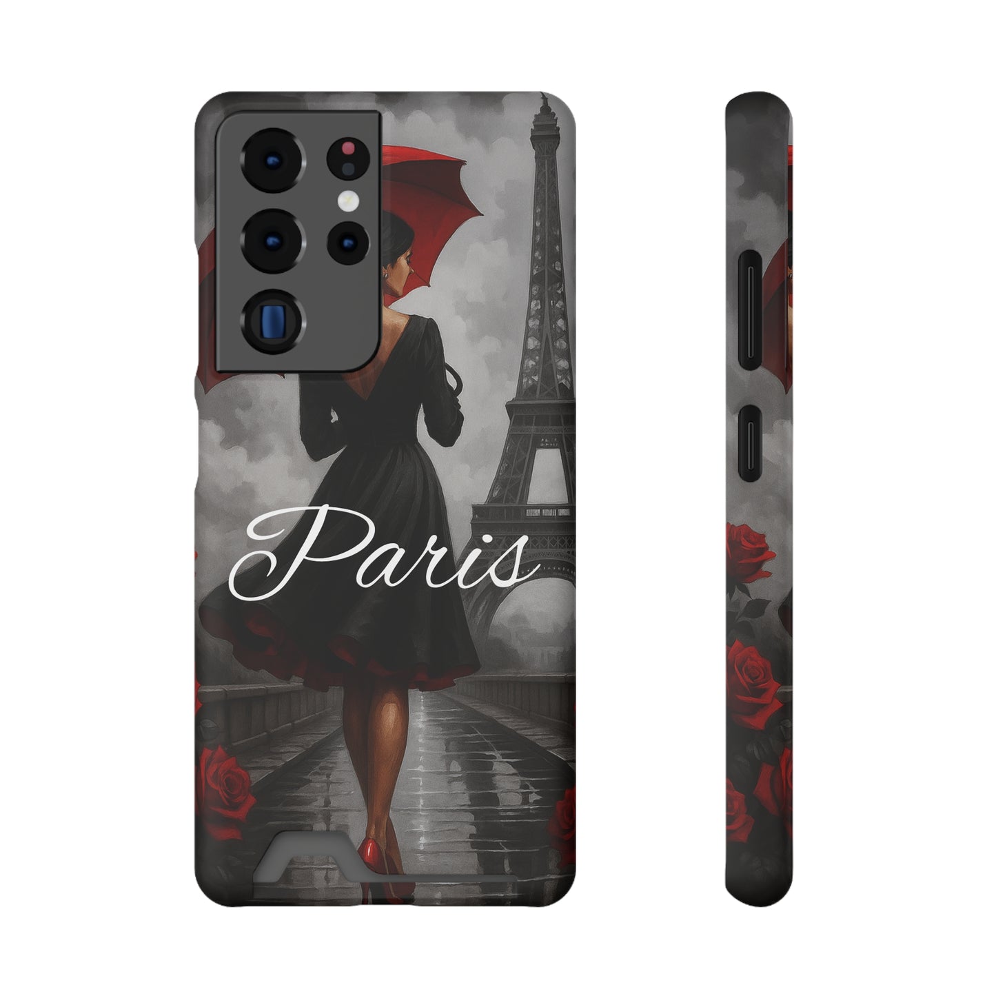 Elegant Parisian Phone Case with Card Holder, Stylish Gift for Travelers, Chic Accessory, Paris-themed, Practical Tech Holder