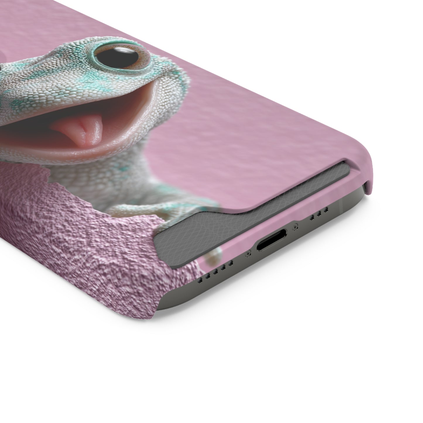 Fun Gecko Phone Case with Card Holder, Cute Cell Phone Accessory, Animal Lover Gift, Party Favor, Unique Phone Cover