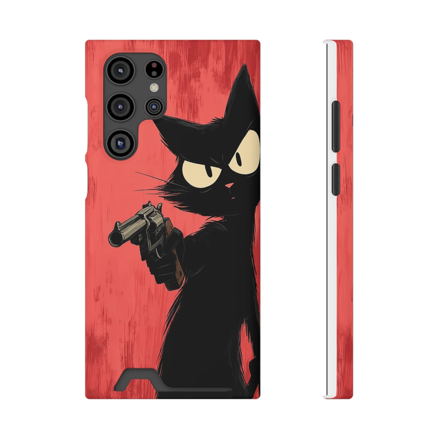 Stylish Catfather Phone Case with Card Holder - Cartoon Cat Art, Cat Lovers Gift, Functional Phone Accessory, Perfect for Any Occasion