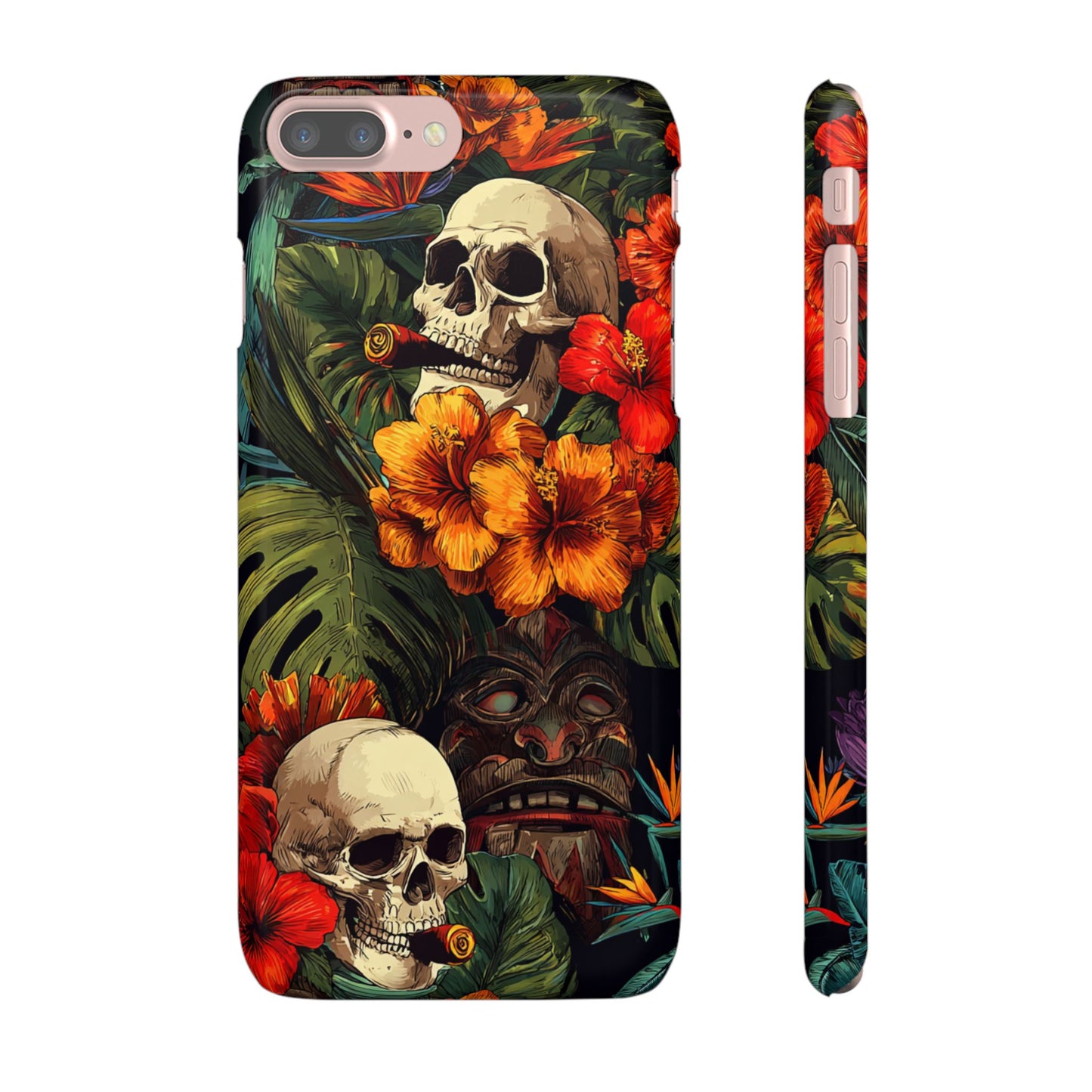 Tropical Skull Phone Case - Vibrant Floral Design, Skull Case for iPhone, Unique Tropical Art, Gift for Beach Lovers, Halloween Decor