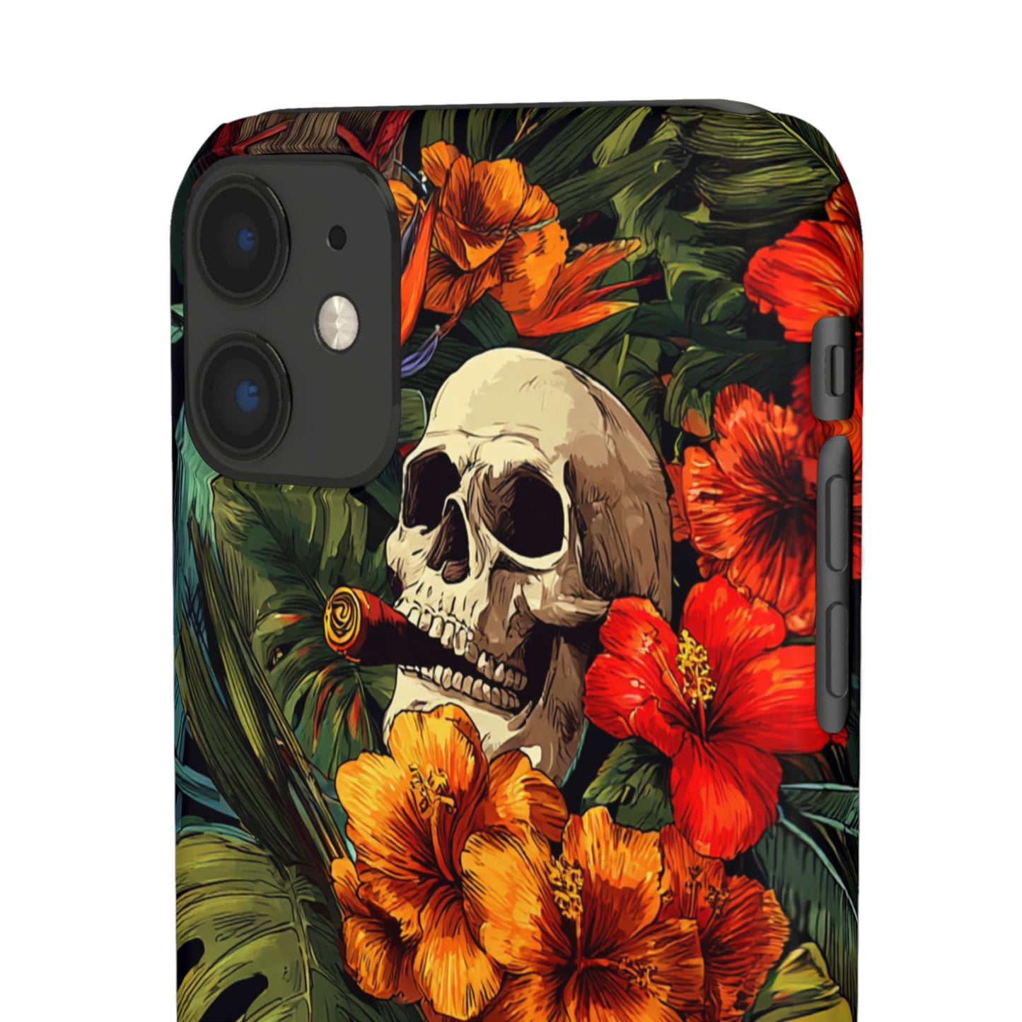 Tropical Skull Phone Case - Vibrant Floral Design, Skull Case for iPhone, Unique Tropical Art, Gift for Beach Lovers, Halloween Decor