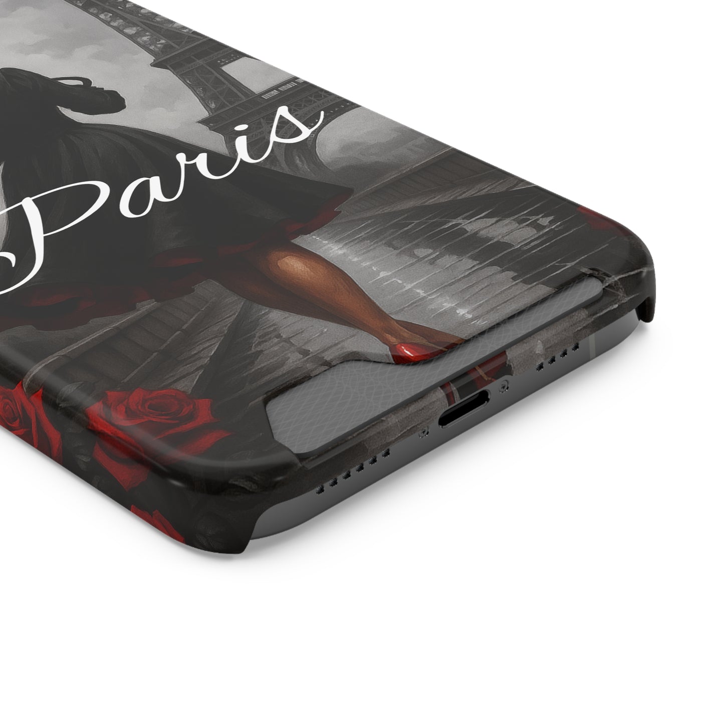 Elegant Parisian Phone Case with Card Holder, Stylish Gift for Travelers, Chic Accessory, Paris-themed, Practical Tech Holder