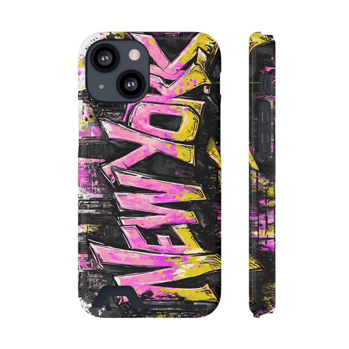 Urban Graffiti Phone Case with Card Holder, NY Street Art Phone Protection, Trendy Accessory, Gifts for City Lovers, Unique Tech Gift