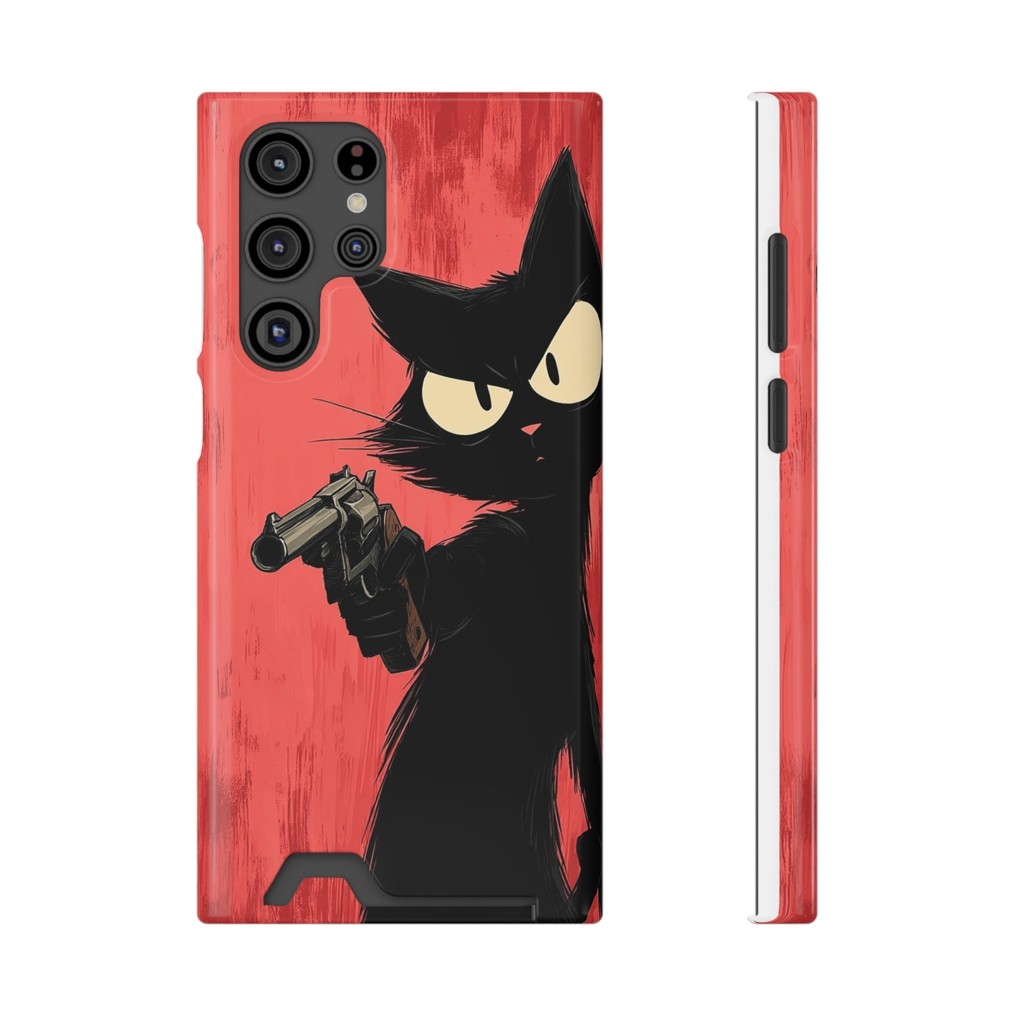 Stylish Catfather Phone Case with Card Holder - Cartoon Cat Art, Cat Lovers Gift, Functional Phone Accessory, Perfect for Any Occasion