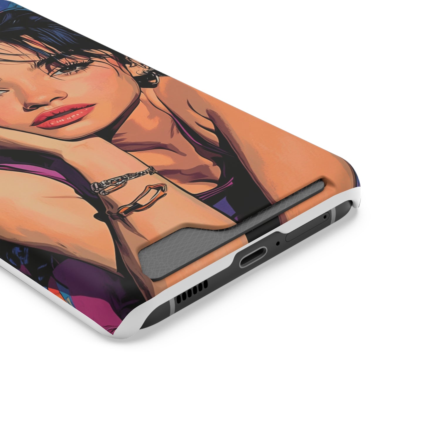 Vibrant Phone Case with Card Holder - Artistic Design for Fashion Lovers, Perfect Gift for Birthdays, Holidays, and Everyday Use