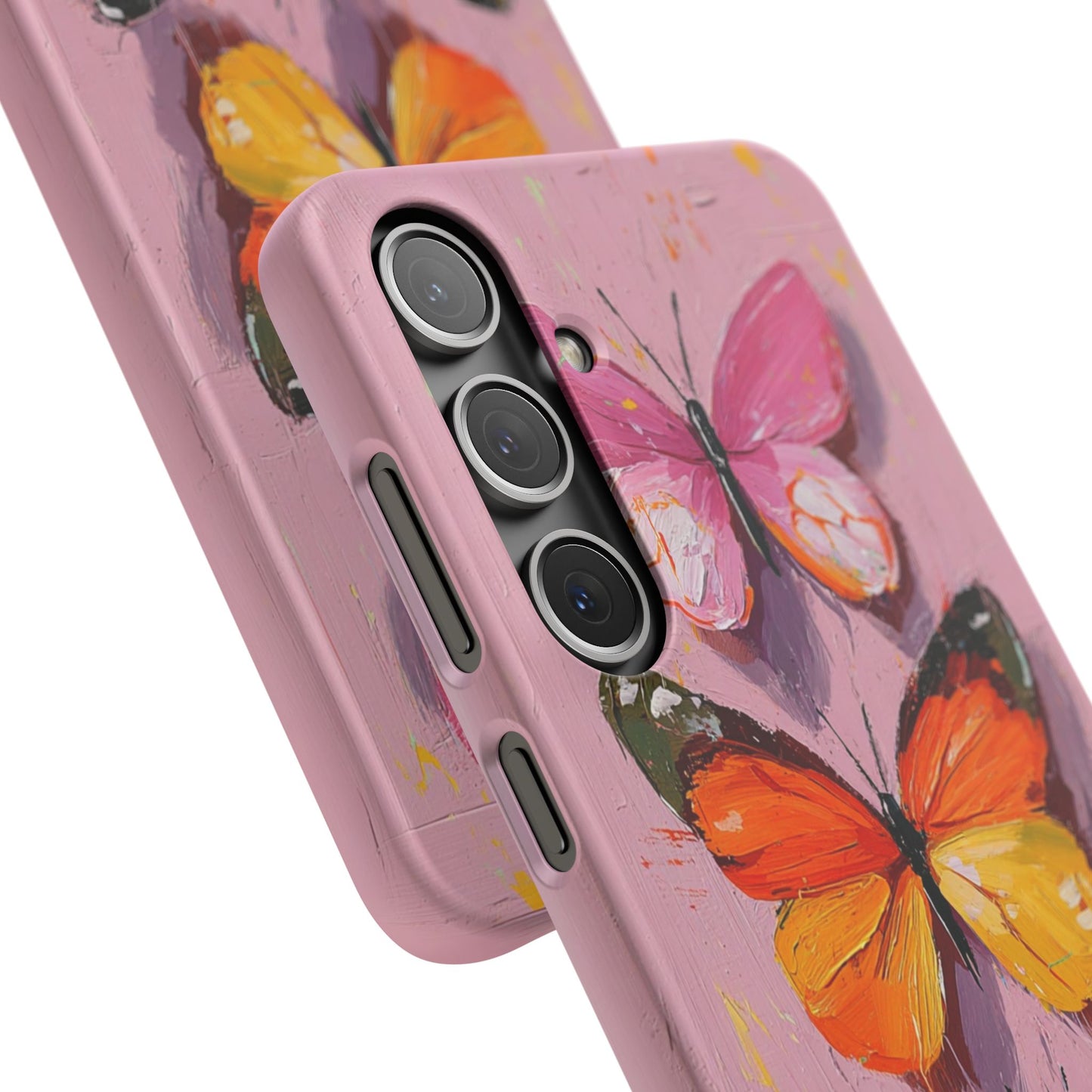 Pink Butterfly Snap Case Cover For iPhone and Samsung