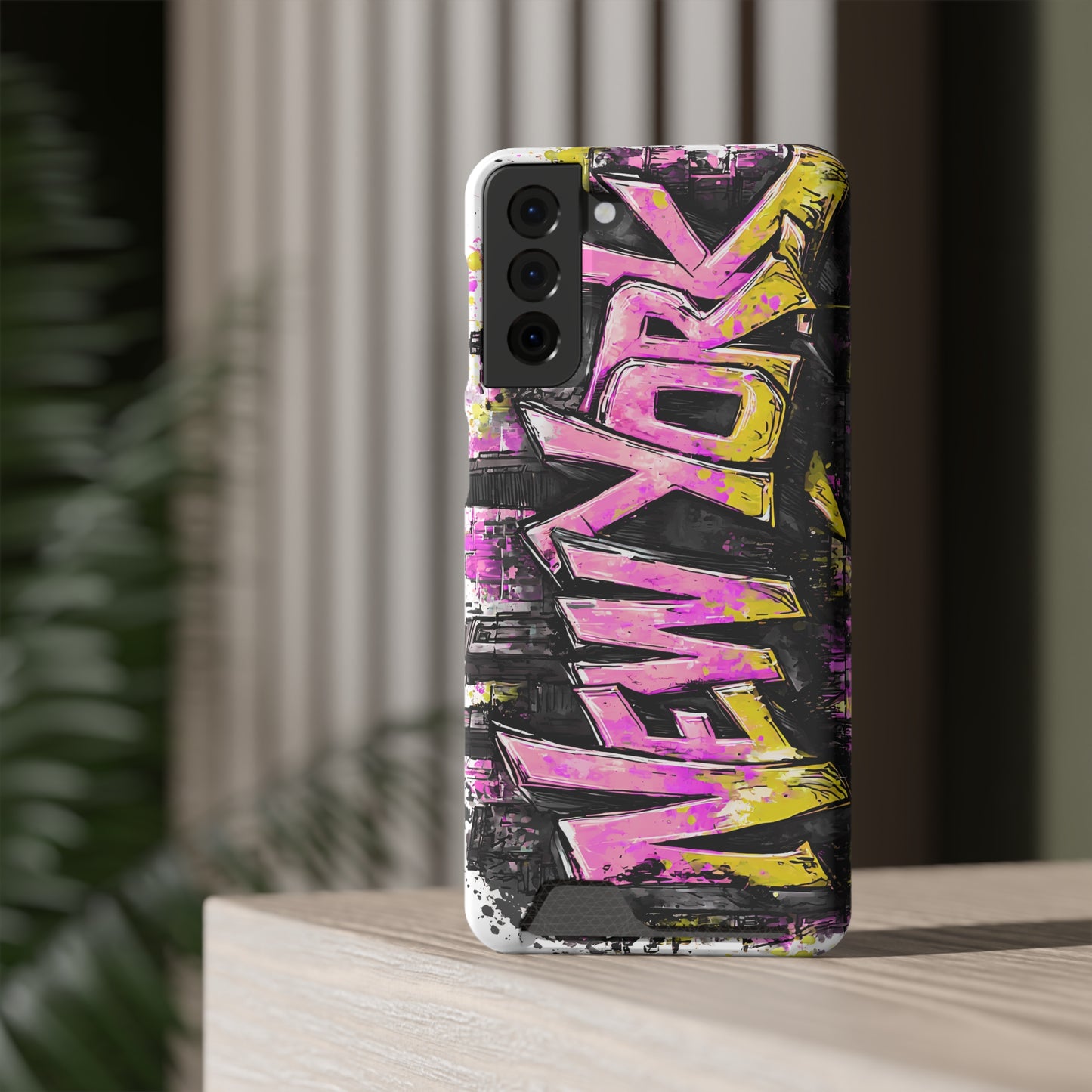Urban Graffiti Phone Case with Card Holder, NY Street Art Phone Protection, Trendy Accessory, Gifts for City Lovers, Unique Tech Gift