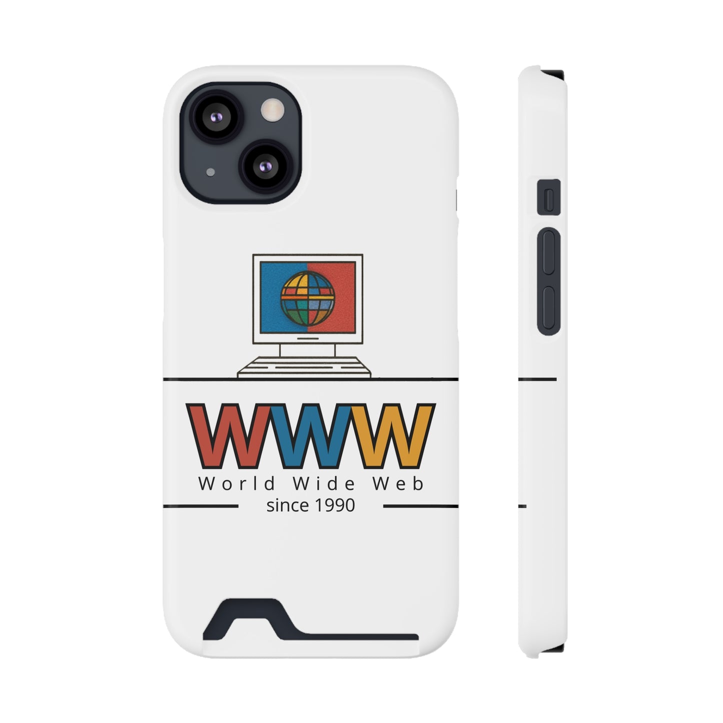 Retro Phone Case with Card Holder - World Wide Web Design, Geek Gift, Tech Accessory, Vintage Style, Personalized Phone Cover