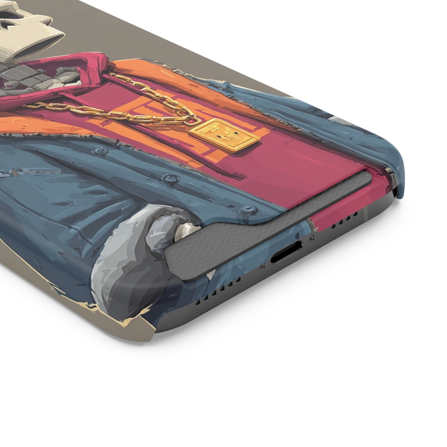 Stylish Skeleton Phone Case with Card Holder, Trendy Skull Case, Unique Gift for Tech Lovers, Halloween Decor, Everyday Use