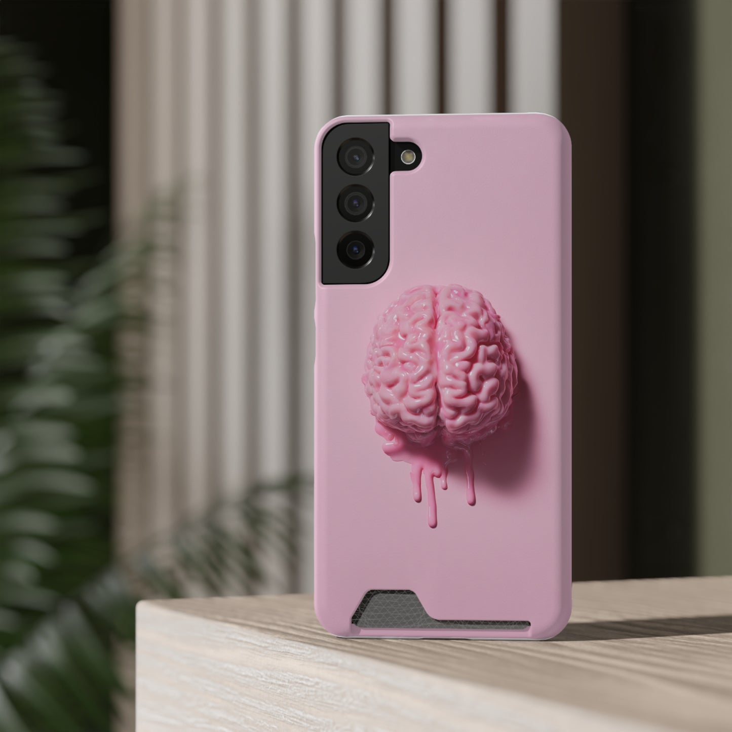 Brain Design Phone Case With Card Holder, Cute Tech Accessory, Unique Gift for Students, Stylish Phone Protection, Valentine's Day, Birthday