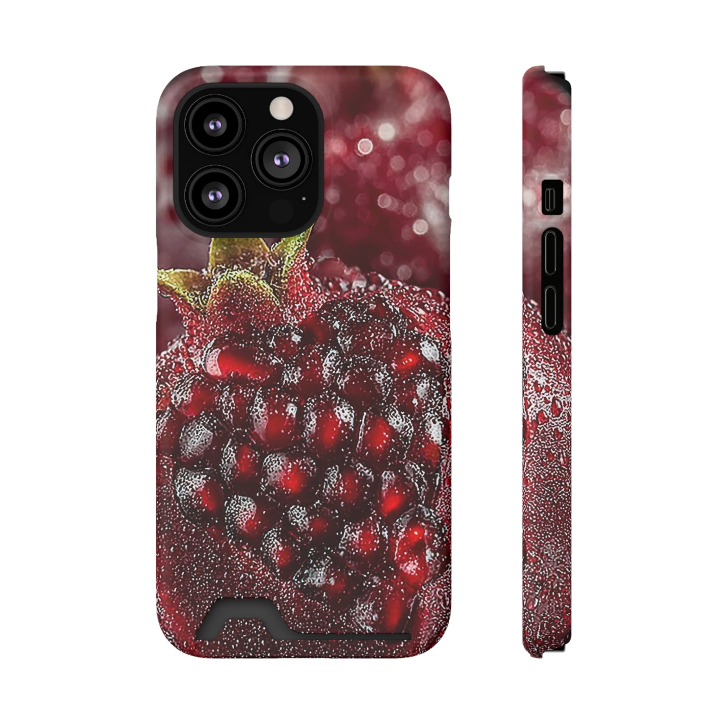 Pomegranate Phone Case with Card Holder, Durable Cover for Vegan Lovers, Fun Gift for Fruit Enthusiasts, Cute Accessory for Everyday Use