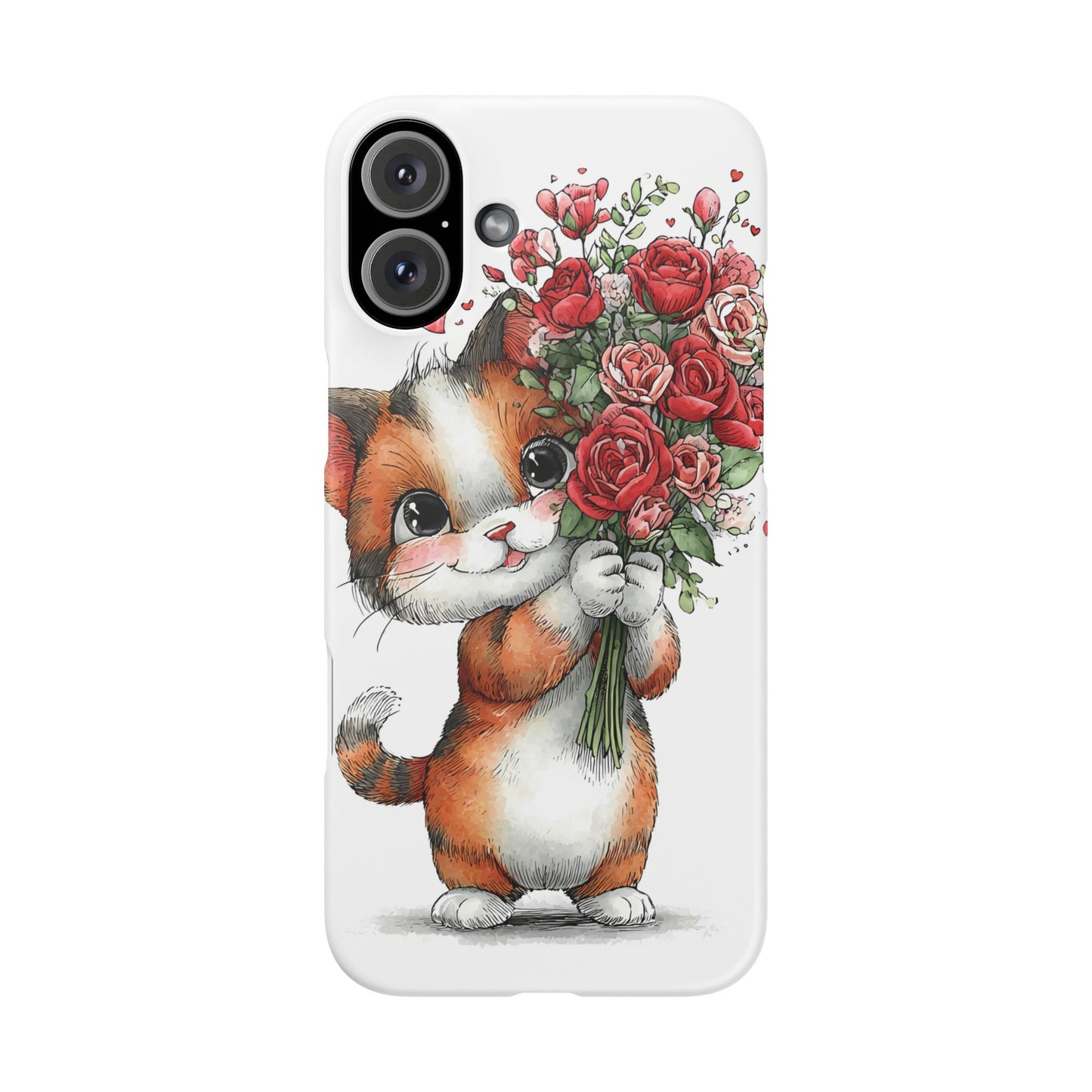 Cute Cat Snap Case with Floral Design, Pet Lovers Gift, Phone Protector for Valentine's Day, Cute Kitty Case, Animal Art Cover