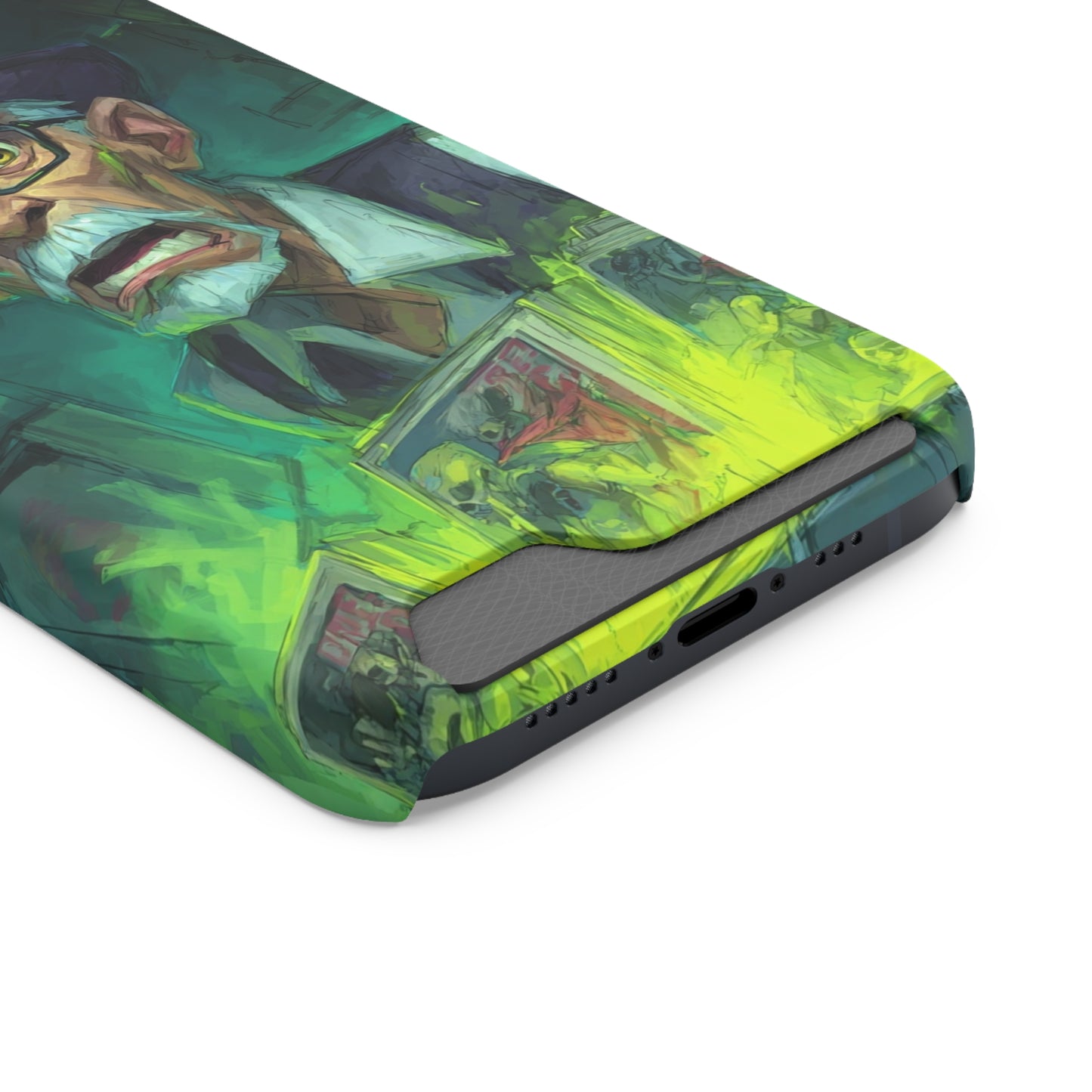 Spooky Illustrated Phone Case with Card Holder, Halloween Accessory, Unique Gift for Horror Fans, Stylish Phone Cover, Functional & Fun