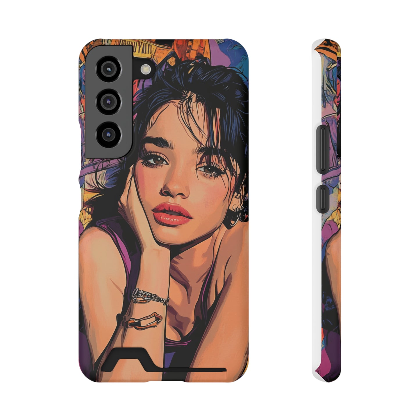 Vibrant Phone Case with Card Holder - Artistic Design for Fashion Lovers, Perfect Gift for Birthdays, Holidays, and Everyday Use
