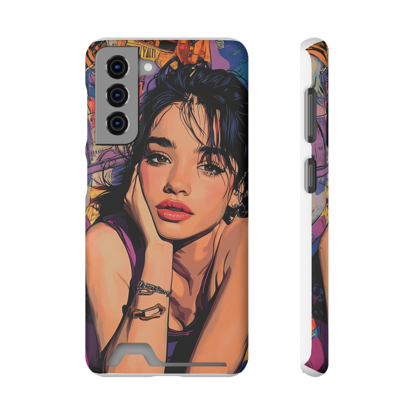 Vibrant Phone Case with Card Holder - Artistic Design for Fashion Lovers, Perfect Gift for Birthdays, Holidays, and Everyday Use