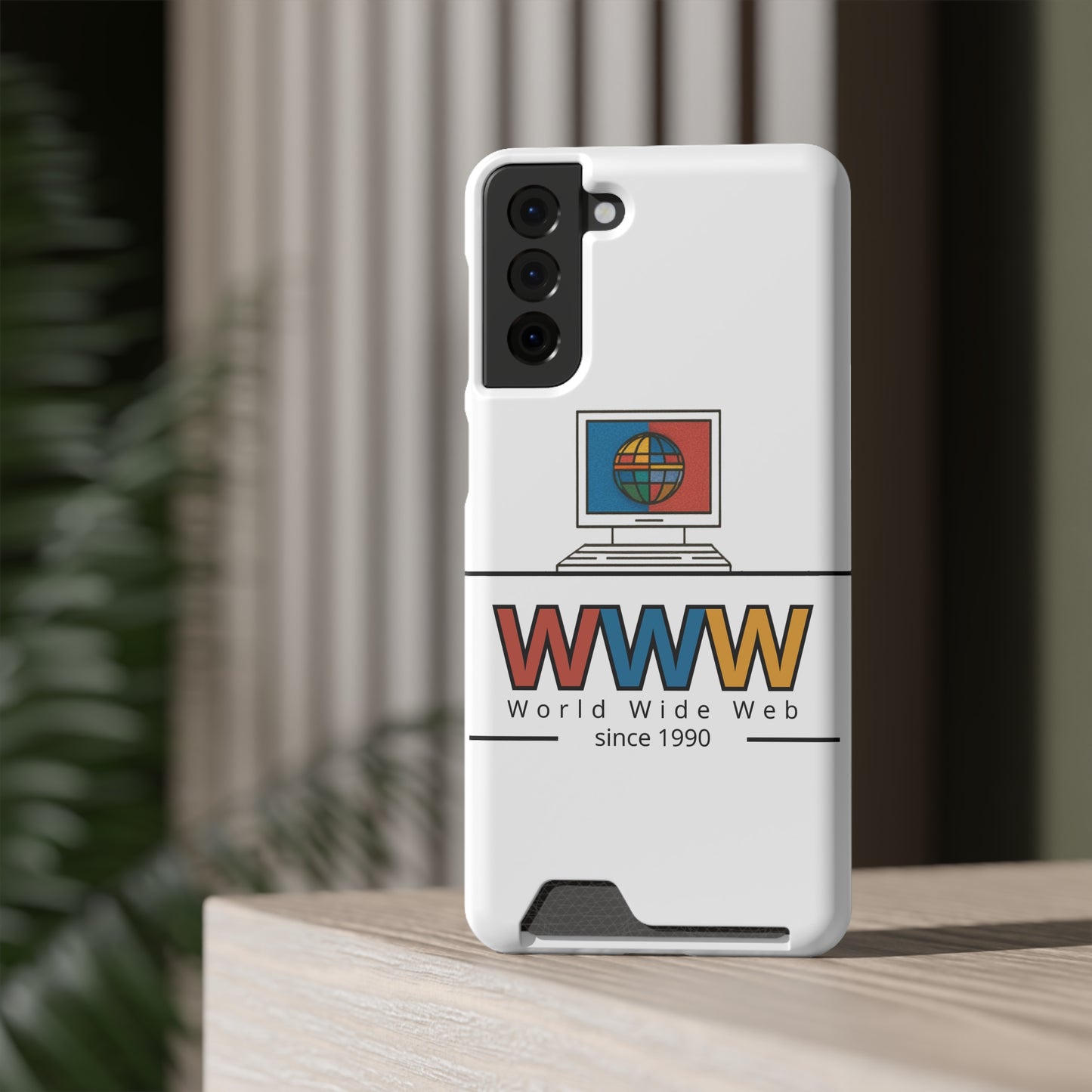 Retro Phone Case with Card Holder - World Wide Web Design, Geek Gift, Tech Accessory, Vintage Style, Personalized Phone Cover