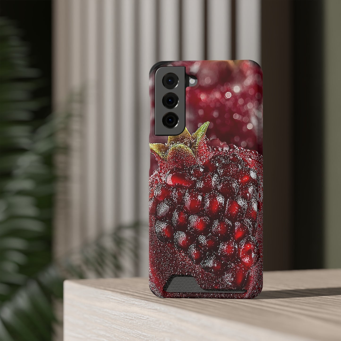 Pomegranate Phone Case with Card Holder, Durable Cover for Vegan Lovers, Fun Gift for Fruit Enthusiasts, Cute Accessory for Everyday Use