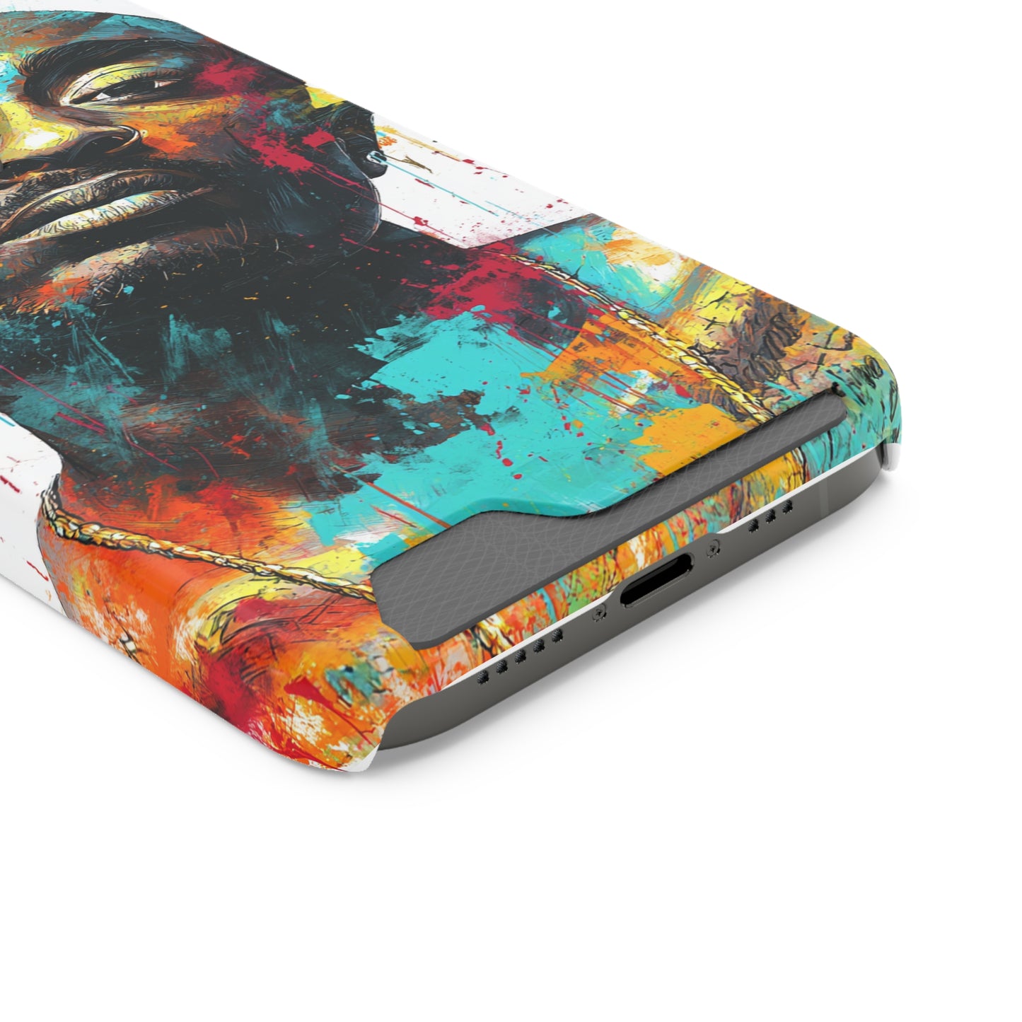 Vibrant Phone Case with Card Holder, Abstract Art Phone Cover, Stylish Smartphone Case, Unique Gift for Music Lovers, Hip-Hop Inspired Case