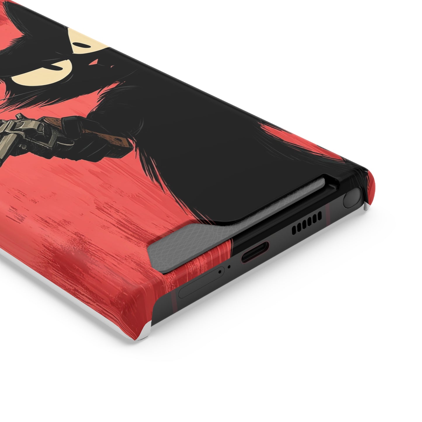 Stylish Catfather Phone Case with Card Holder - Cartoon Cat Art, Cat Lovers Gift, Functional Phone Accessory, Perfect for Any Occasion
