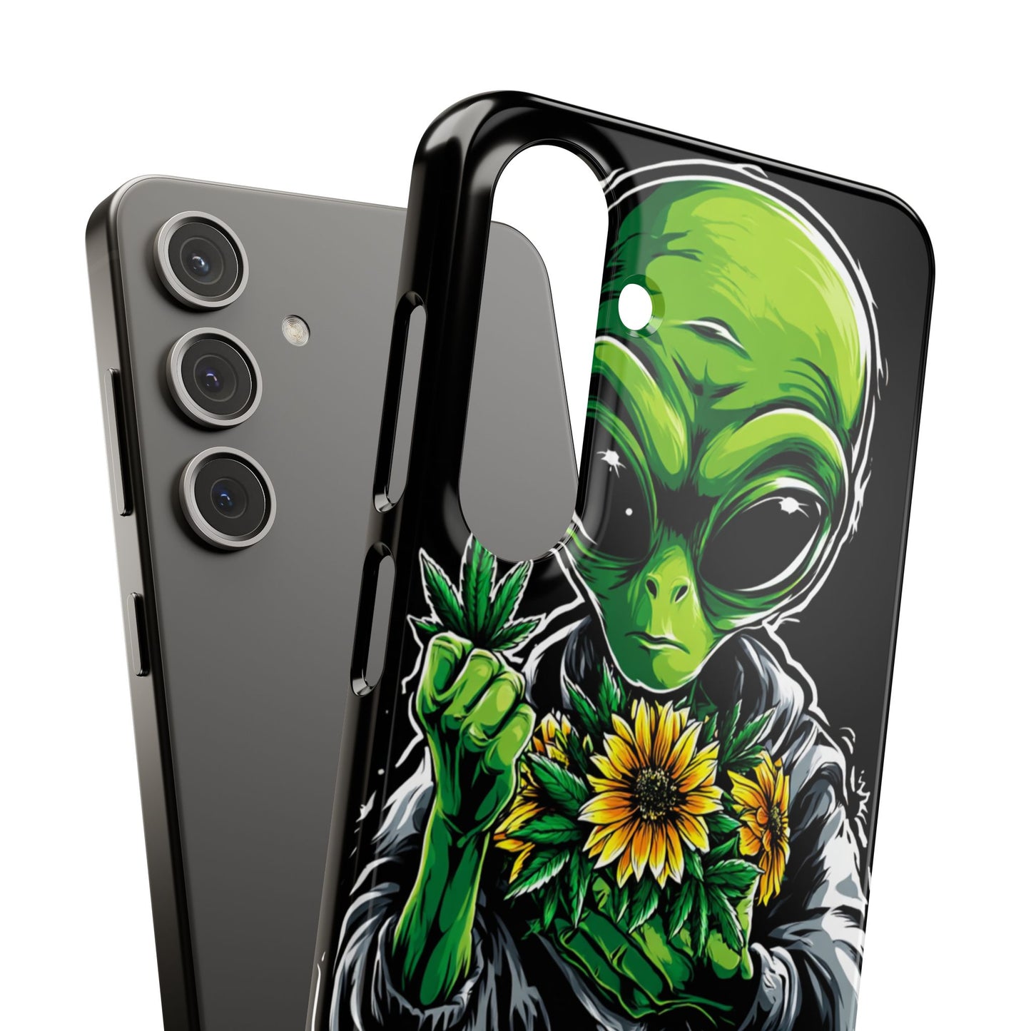 Alien Floral Snap Cases, Fun Phone Case, Gifts for Sci-Fi Lovers, Cute Alien Decor, Unique Tech Accessories