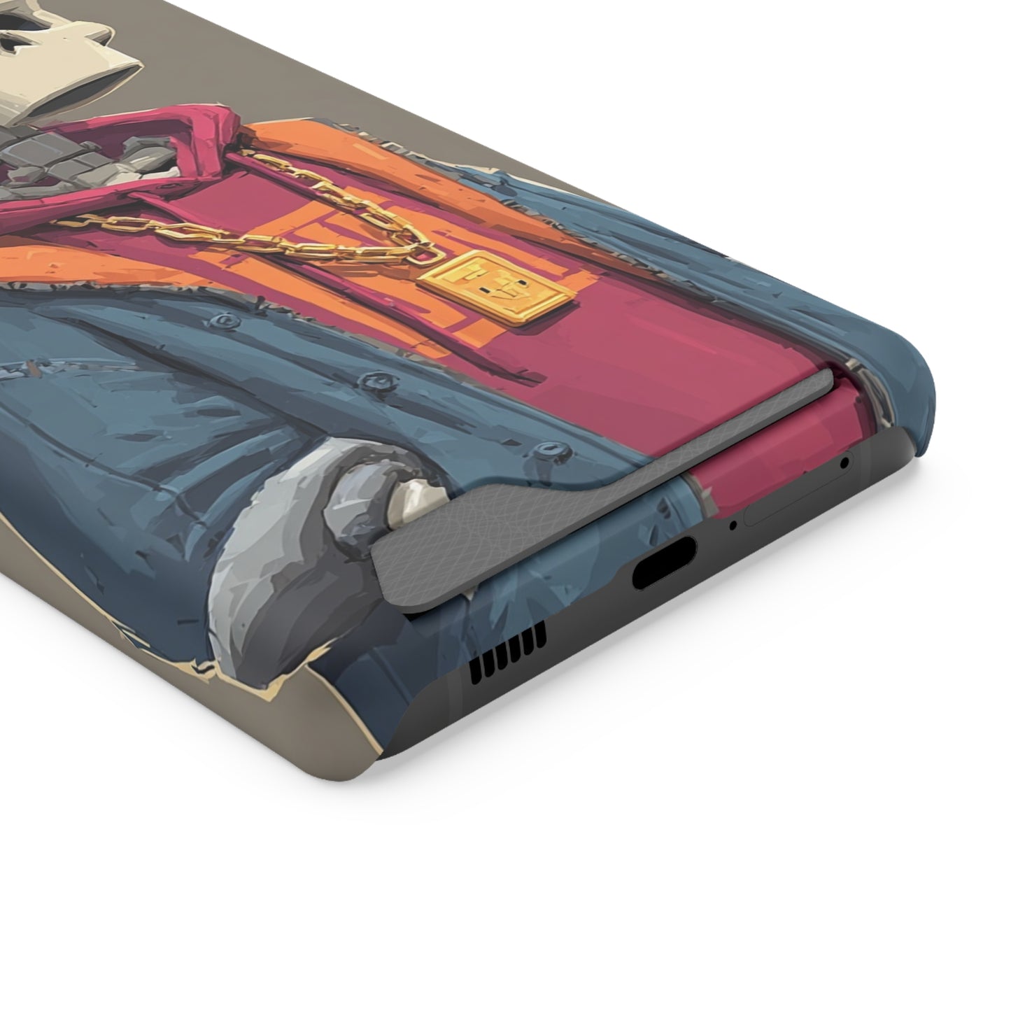 Stylish Skeleton Phone Case with Card Holder, Trendy Skull Case, Unique Gift for Tech Lovers, Halloween Decor, Everyday Use