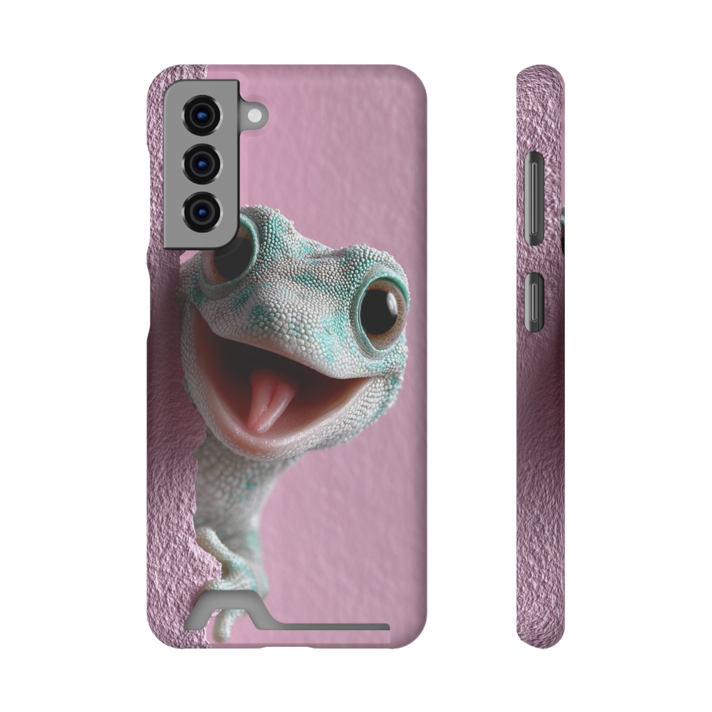 Fun Gecko Phone Case with Card Holder, Cute Cell Phone Accessory, Animal Lover Gift, Party Favor, Unique Phone Cover