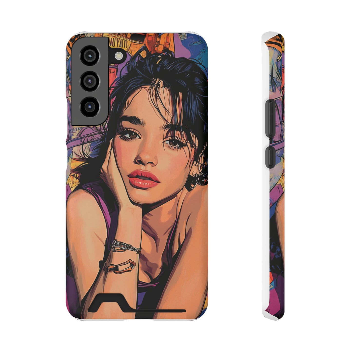 Vibrant Phone Case with Card Holder - Artistic Design for Fashion Lovers, Perfect Gift for Birthdays, Holidays, and Everyday Use