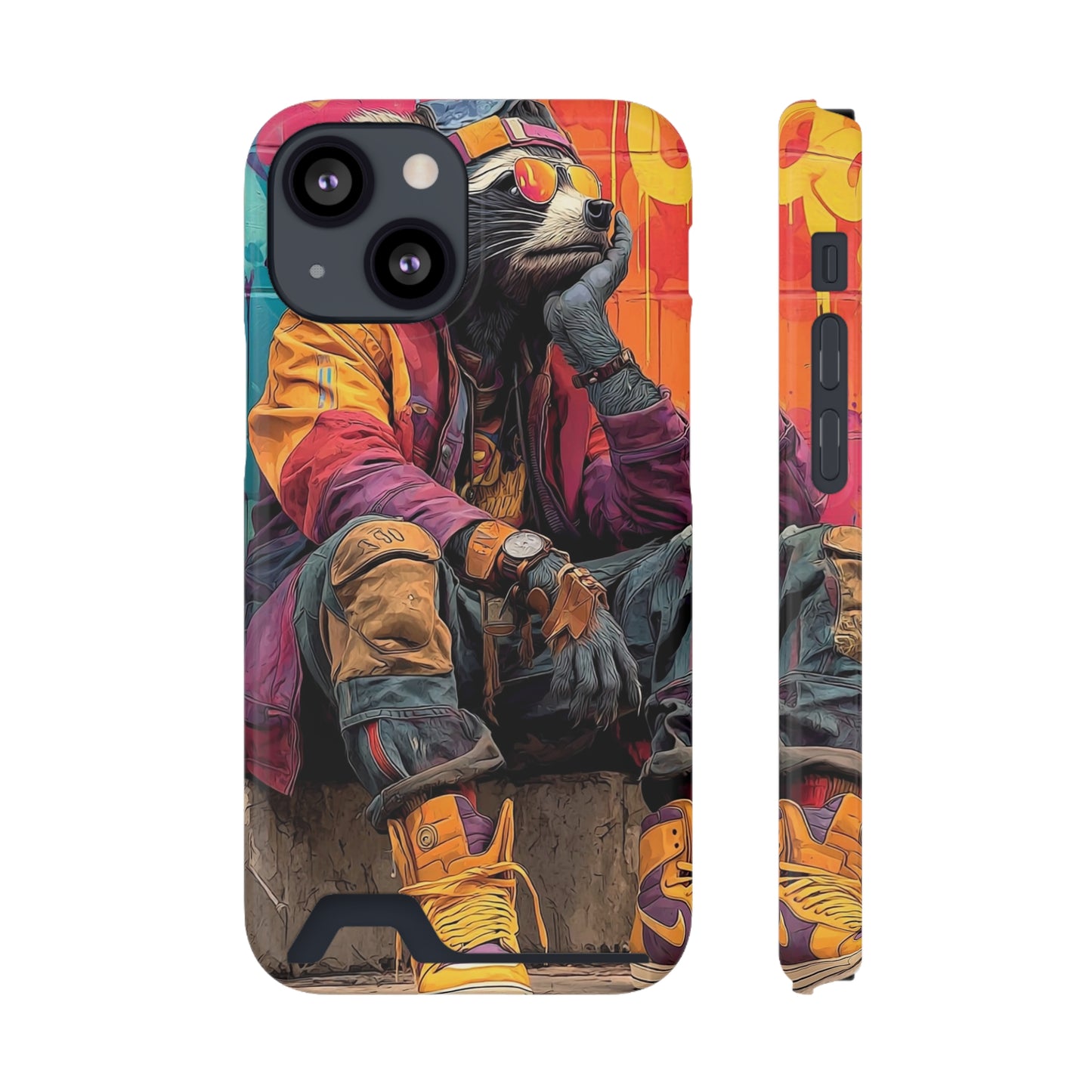 Stylish Phone Case With Card Holder, Trendy Mobile Accessory, Urban Art, Perfect Gift for Teens, Cool Gadget for Everyday Use