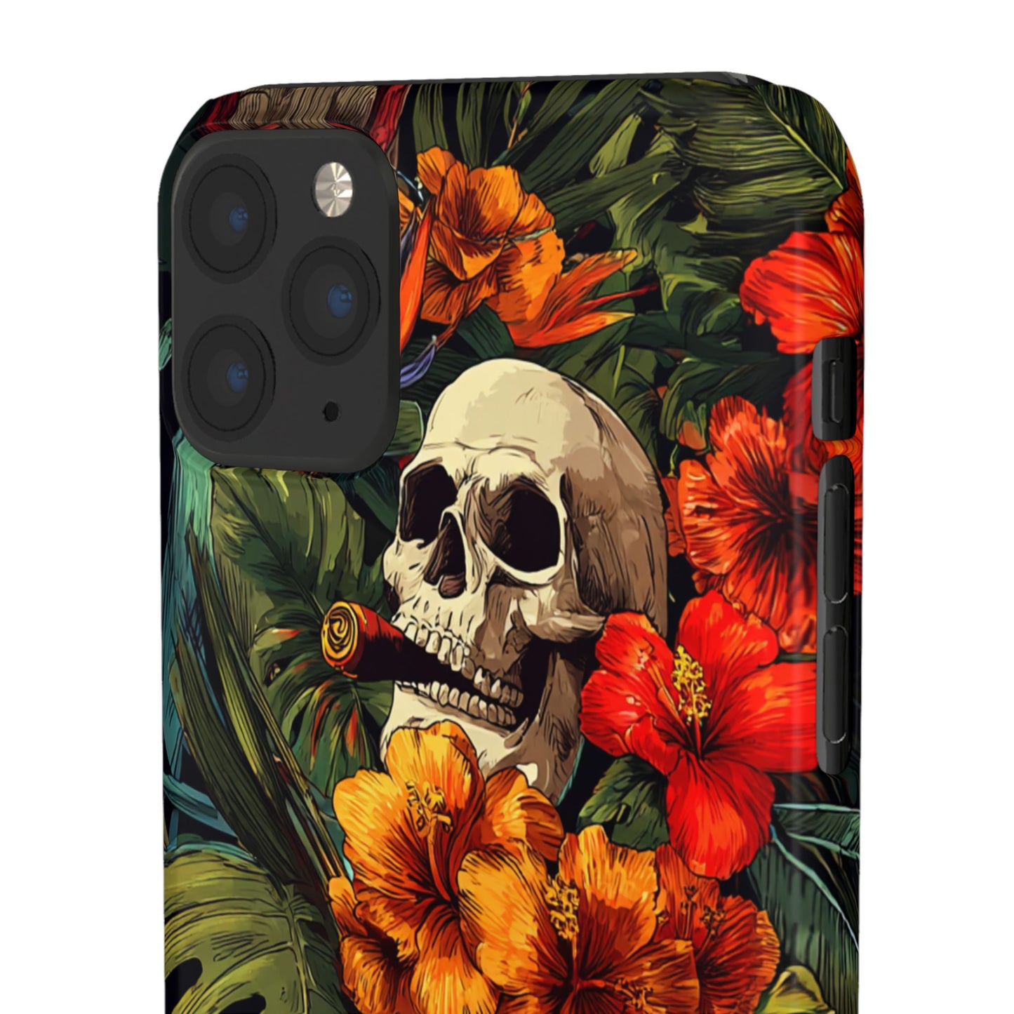 Tropical Skull Phone Case - Vibrant Floral Design, Skull Case for iPhone, Unique Tropical Art, Gift for Beach Lovers, Halloween Decor