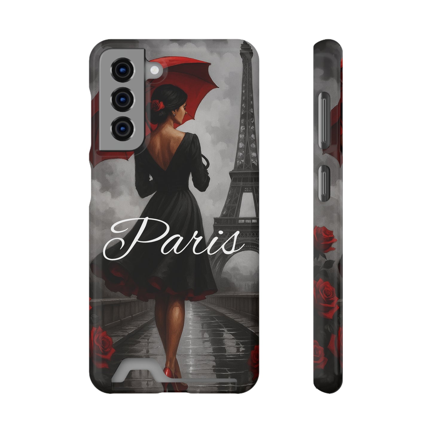 Elegant Parisian Phone Case with Card Holder, Stylish Gift for Travelers, Chic Accessory, Paris-themed, Practical Tech Holder