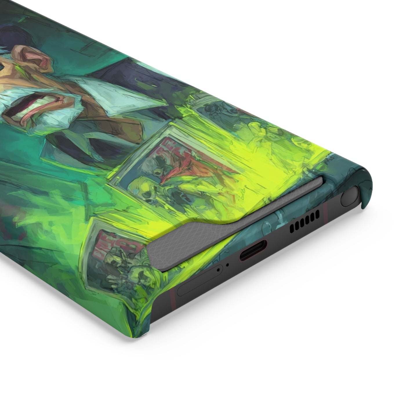Spooky Illustrated Phone Case with Card Holder, Halloween Accessory, Unique Gift for Horror Fans, Stylish Phone Cover, Functional & Fun