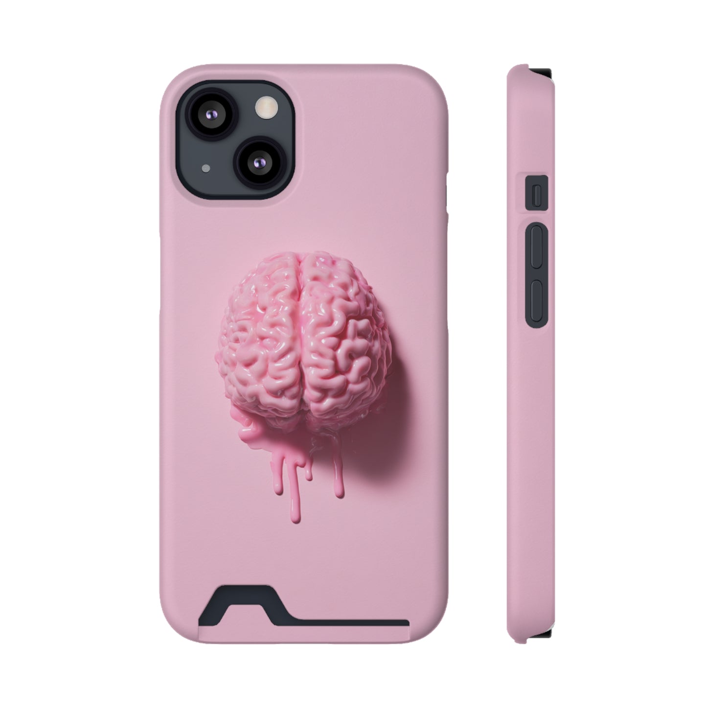 Brain Design Phone Case With Card Holder, Cute Tech Accessory, Unique Gift for Students, Stylish Phone Protection, Valentine's Day, Birthday