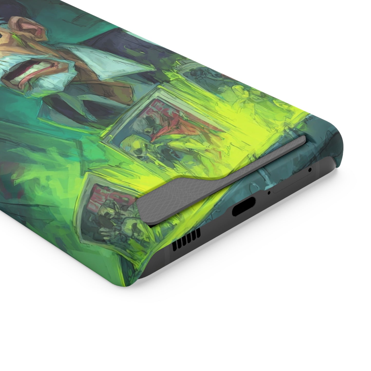 Spooky Illustrated Phone Case with Card Holder, Halloween Accessory, Unique Gift for Horror Fans, Stylish Phone Cover, Functional & Fun