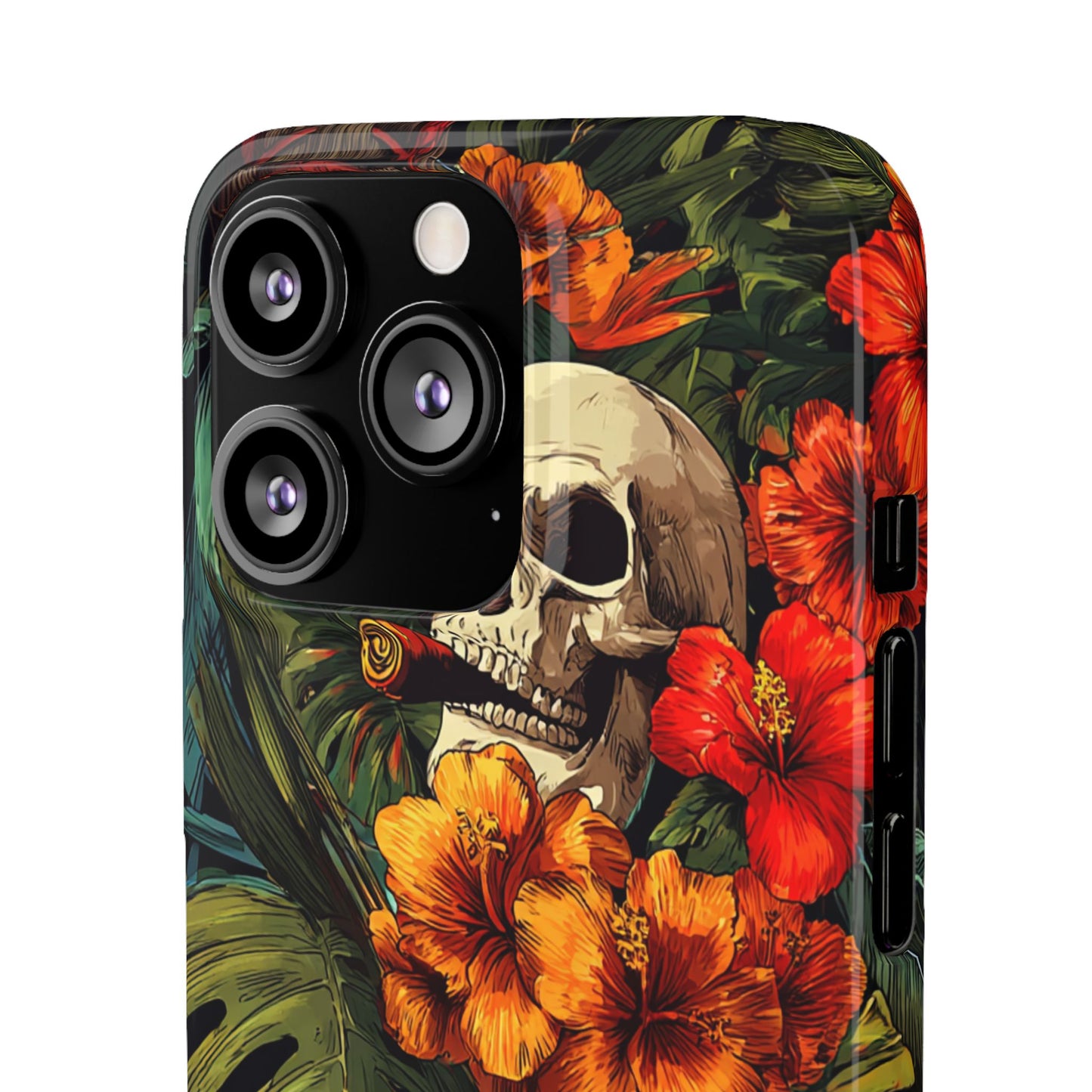 Tropical Skull Phone Case - Vibrant Floral Design, Skull Case for iPhone, Unique Tropical Art, Gift for Beach Lovers, Halloween Decor