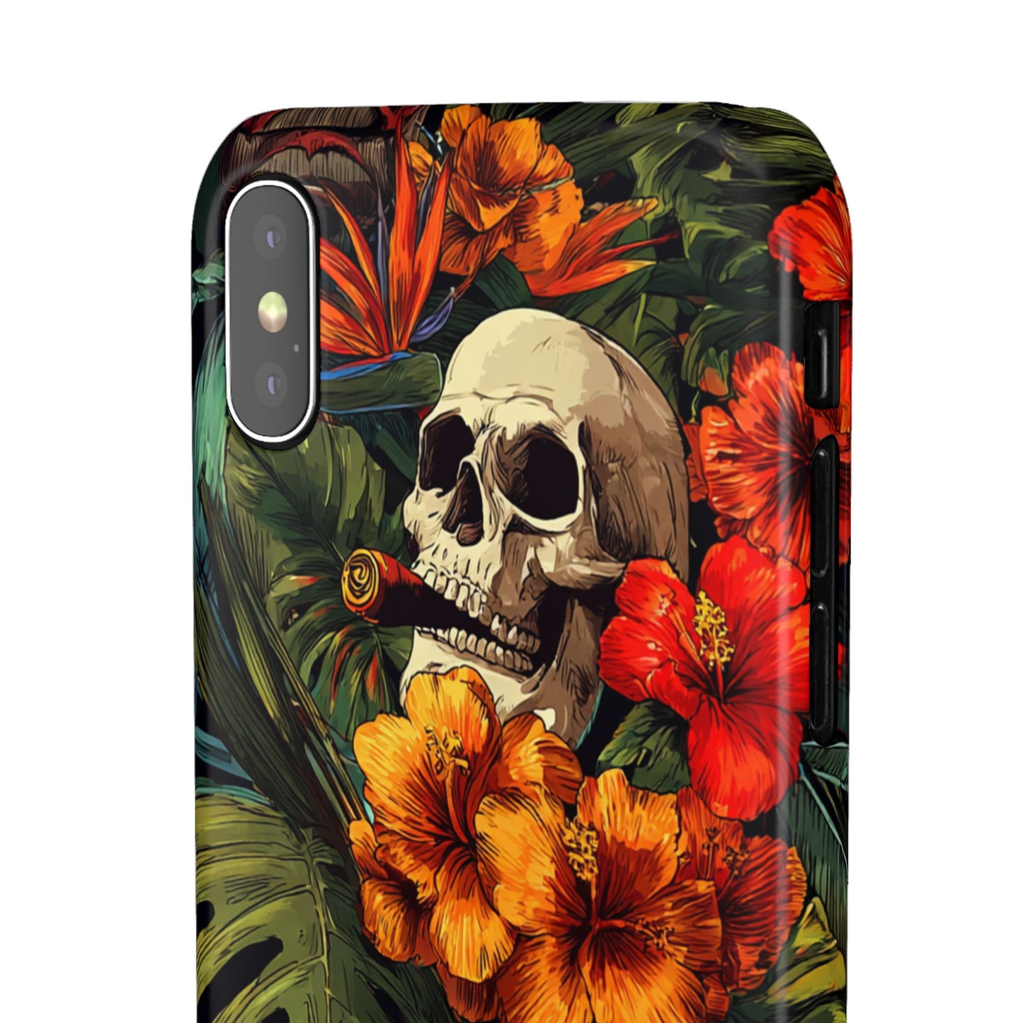 Tropical Skull Phone Case - Vibrant Floral Design, Skull Case for iPhone, Unique Tropical Art, Gift for Beach Lovers, Halloween Decor