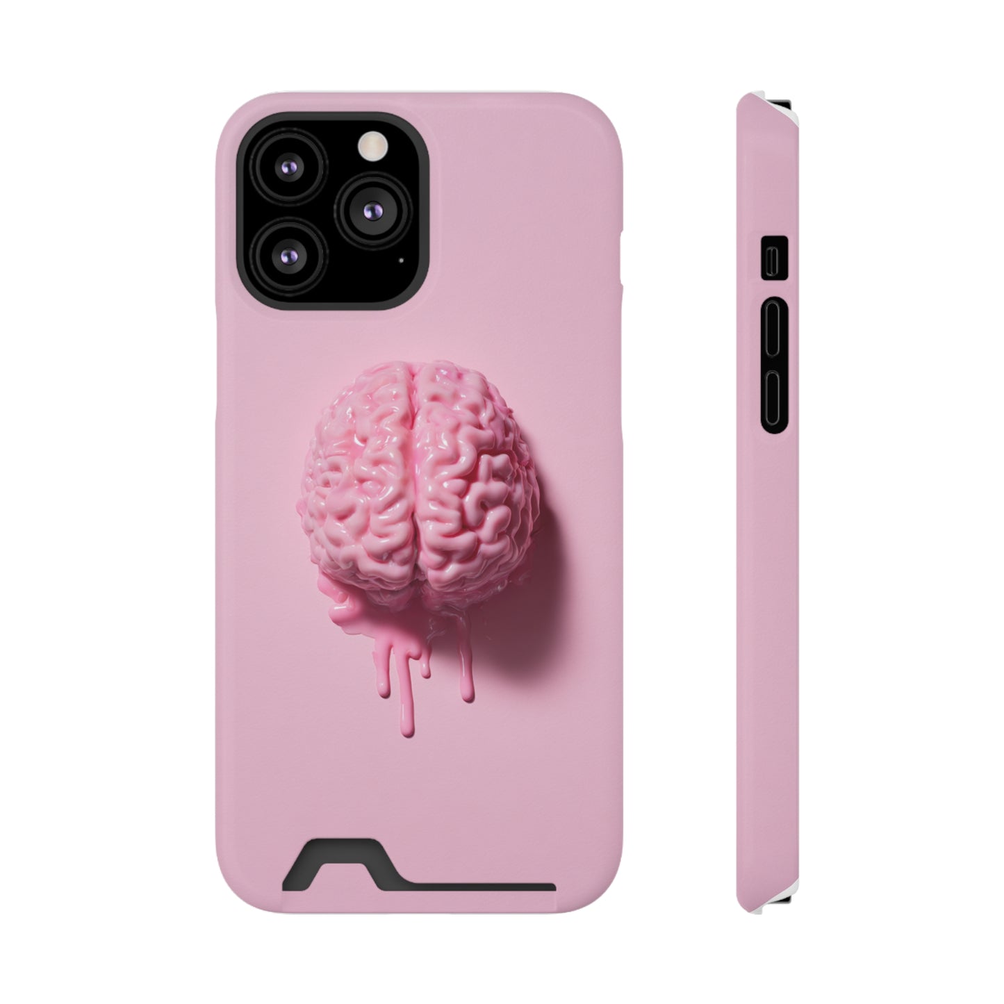 Brain Design Phone Case With Card Holder, Cute Tech Accessory, Unique Gift for Students, Stylish Phone Protection, Valentine's Day, Birthday